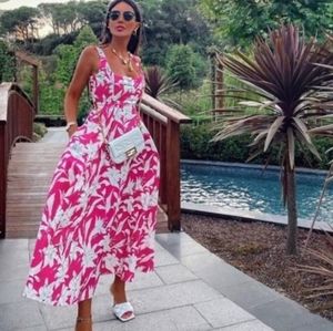 NWT Zara bold floral printed sleeveless Midi Midaxi dress Medium